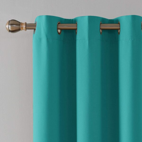 Aqua Faux Silk Blackout Curtains for Doors: Thermal Insulation & Room Darkening - Image 3