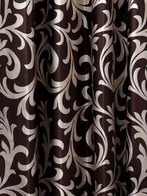 Stylish Brown Polyester Eyelet Curtains - Modern 2 Piece Set for Home Decor - Image 3