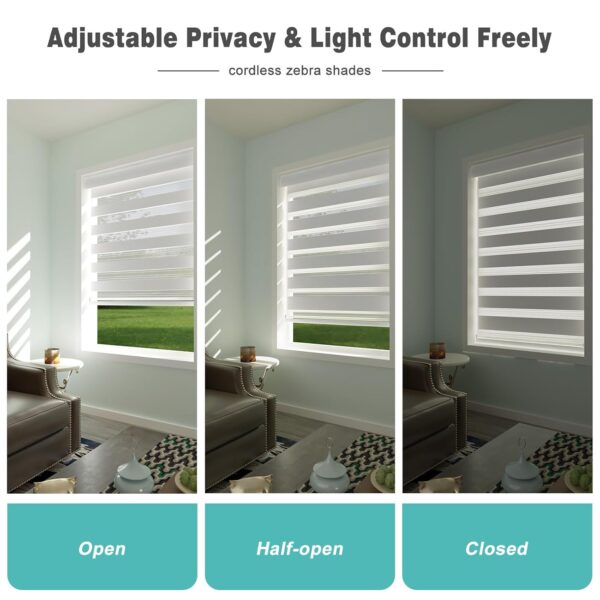 Stylish Cordless Zebra Roller Shades for Day and Night Light Filtering - Image 4