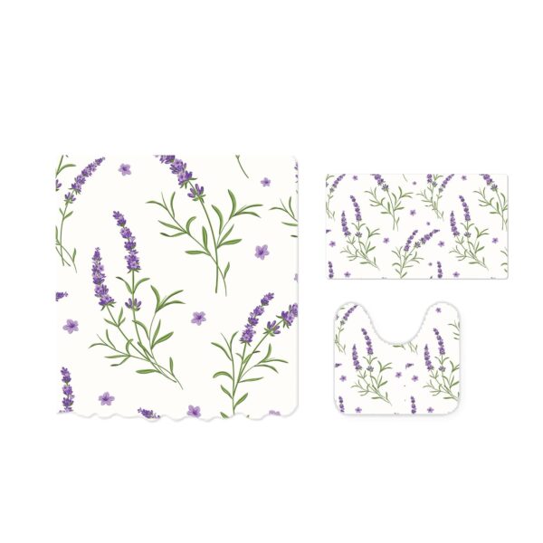 Stylish Lilac Shower Curtain & Non-Slip Bathroom Mat Set for Ultimate Comfort - Image 2