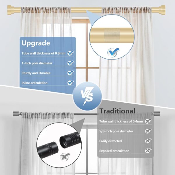 Elegant Gold Curtain Rods for Windows 48-84 Inch - Heavy Duty & Adjustable - Image 6