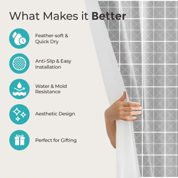 Stylish 3-Piece Shower Curtain and Non-Slip Bathroom Mat Set - Image 3