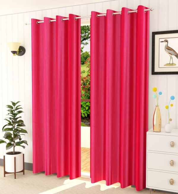 Elegant Pink Solid Curtains for Doors - 7 Feet, Set of 2 by Galaxy Home Decor - Image 4