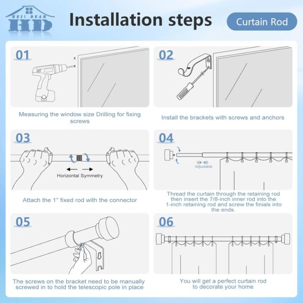 Elegant Gold Curtain Rods for Windows 48-84 Inch - Heavy Duty & Adjustable - Image 7