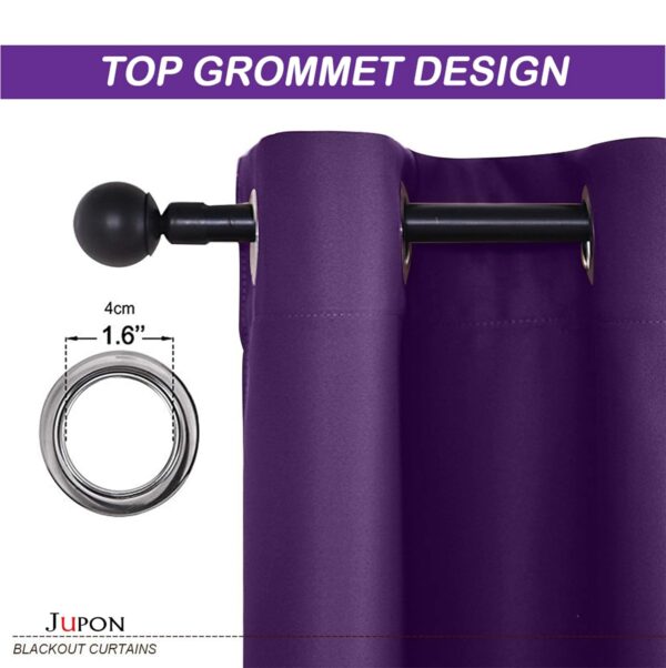 JUPON Purple Silk Blackout Curtains: Thermal Insulated, Energy Saving Design - Image 2