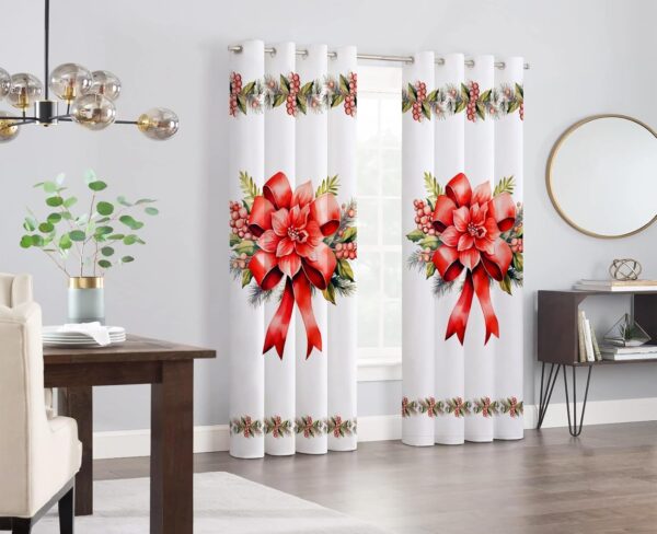 Multicolor Long Crush Window Curtains for Christmas - 8 ft, Pink & Red - Image 2