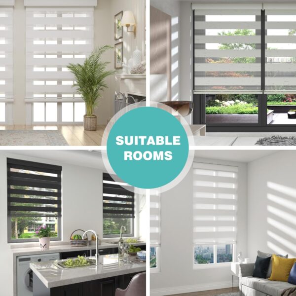 Stylish Cordless Zebra Roller Shades for Day and Night Light Filtering - Image 5