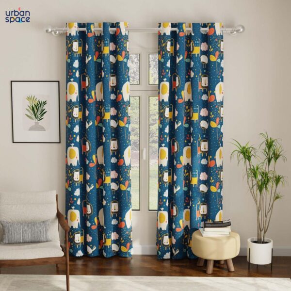 Urban Space Lion King Blue Blackout Curtains for Long Doors and Bedrooms - Image 2