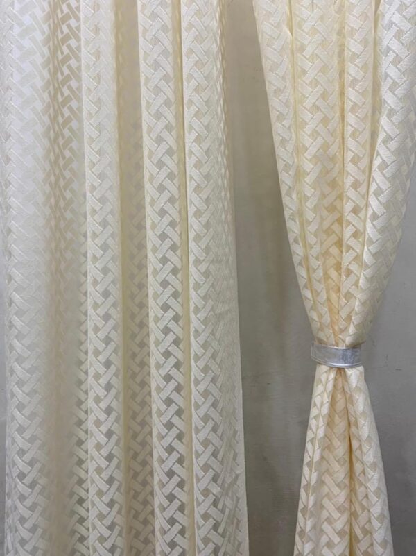 Elegant Cream Semi-Sheer Eyelet Curtains - 7 Feet Long, Set of 2 - Image 3