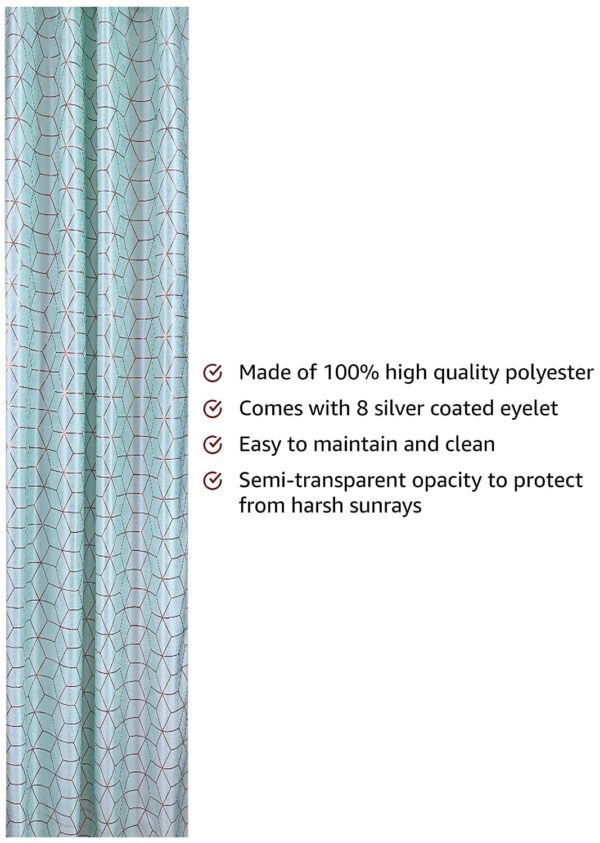 Solimo Blue Polyester Knitting Foil Long Door Curtains - Pack of 2, 9 Feet - Image 2