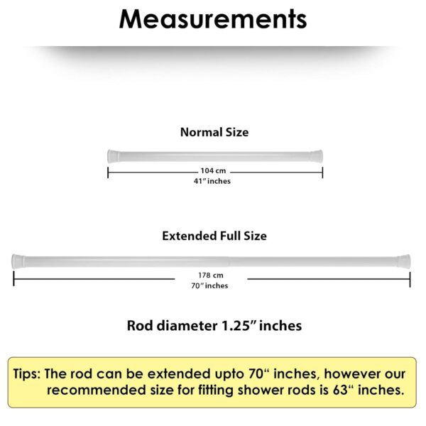 Adjustable Shower Curtain Rod: Rust-Proof, Tool-Free Installation, 41-70 Inches - Image 6