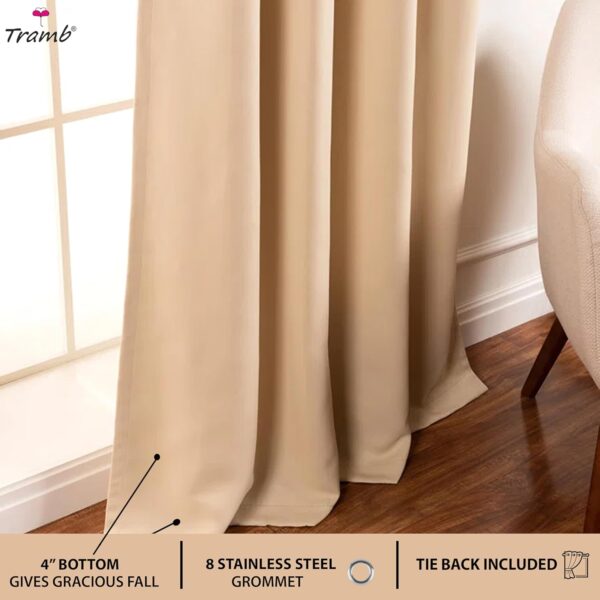 Tramb Solid Brown Blackout Curtains for Total Privacy and Noise Reduction - Image 4