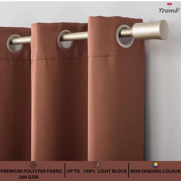 Tramb Solid Brown Polyester Blackout Curtains for Ultimate Privacy and Comfort - Image 5