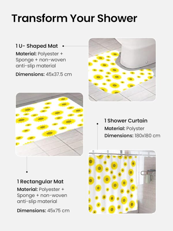 Stylish Polyester Shower Curtain and Mat Set for a Cozy Bathroom Upgrade - Image 4