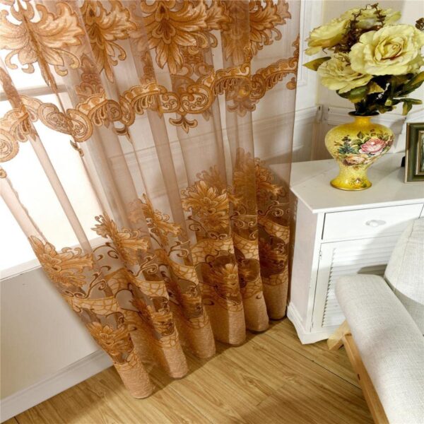 Elegant Coffee Voile Window Curtain Drape for Stylish Home Decor - Image 4