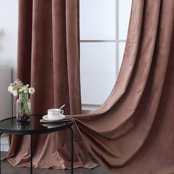 Stylish Rose Gold Velvet Blackout Curtains for Cozy Living Rooms and Bedrooms - Image 2