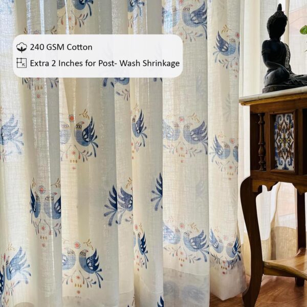 Stylish Blue Sparrows Linen Textured Sheer Curtains for Bright Spaces - Image 3