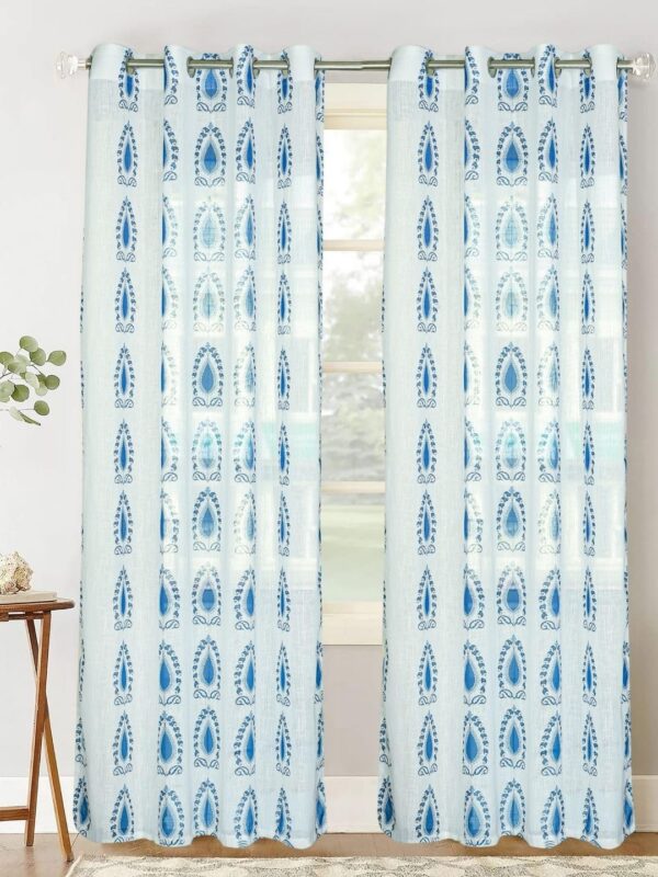 Linen Sheer Printed Curtains for Elegant Light Filtering in Your Home - Image 2