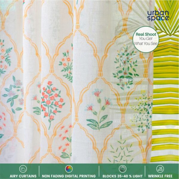 Urban Space Floral Symphony Sheer Linen Curtains for Light Filtering Elegance - Image 2