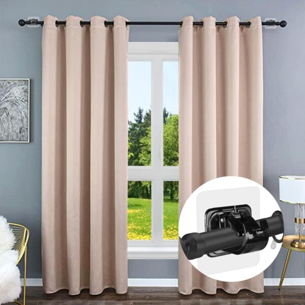 Self-Adhesive Curtain Rod Holder: Easy Install, No Drill, Adjustable Hooks - Image 2