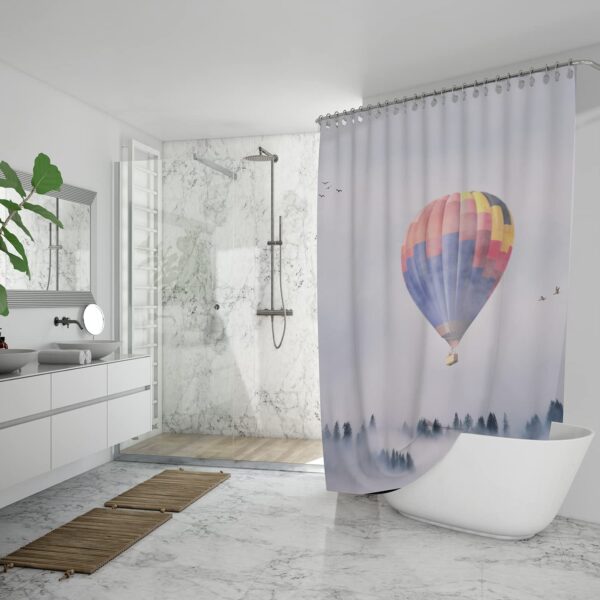 Stylish Waterproof Bathtub Shower Curtain with Hooks for Modern Bathrooms - Image 4