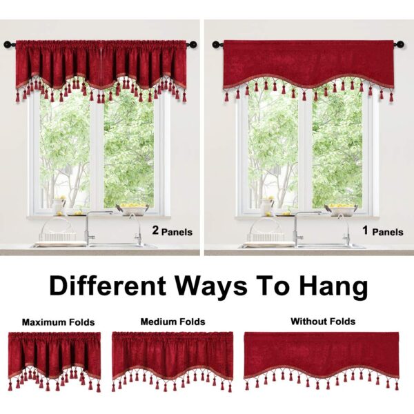 Burgundy Red Chenille Window Curtains for Kitchen and Living Room Decor - Image 5