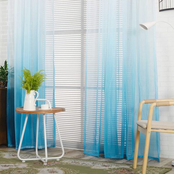 Breathable Gradient Blue Curtains for Stylish Balcony and Living Room Decor - Image 5