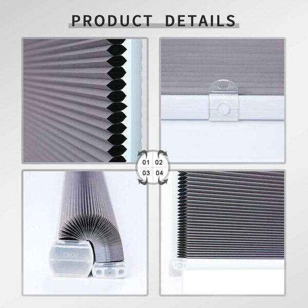 Cordless Blackout Cellular Shades in Grey - Stylish Honeycomb Window Blinds - Image 3