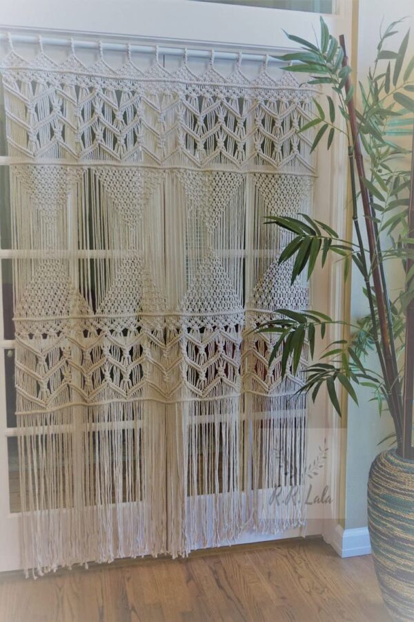 Macrame Valance Window Treatments: Boho Curtain Panels for Elegant Home Decor - Image 2