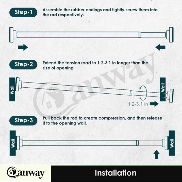 Extendable Stainless Steel Shower Curtain Tension Rod for Easy Installation - Image 5