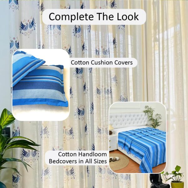 Stylish Blue Sparrows Linen Textured Sheer Curtains for Bright Spaces - Image 5