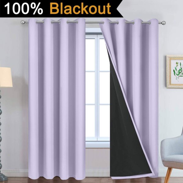 Blackout Thermal Insulated Drapes for Girl's Bedroom - Lilac 2 Panels - Image 2