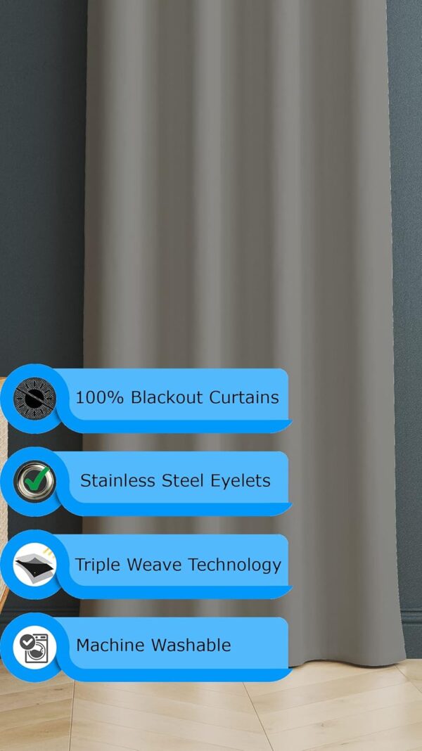 Luxury Blackout Curtains: Thermal Insulated Grey Panels for 9-Foot Doors - Image 3