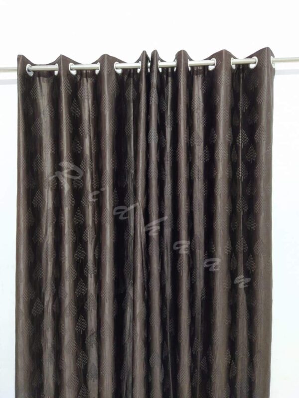 Stylish Grey Long Crush Curtains with Pine Tree Design - Set of 2 - Image 3