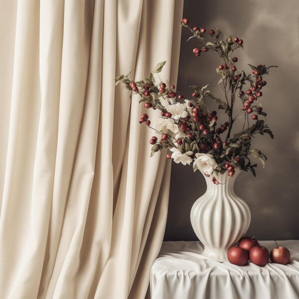 Lazzzy Beige Velvet Curtains: 120-Inch Light Blockout Thermal Drapes for Luxury Living - Image 2