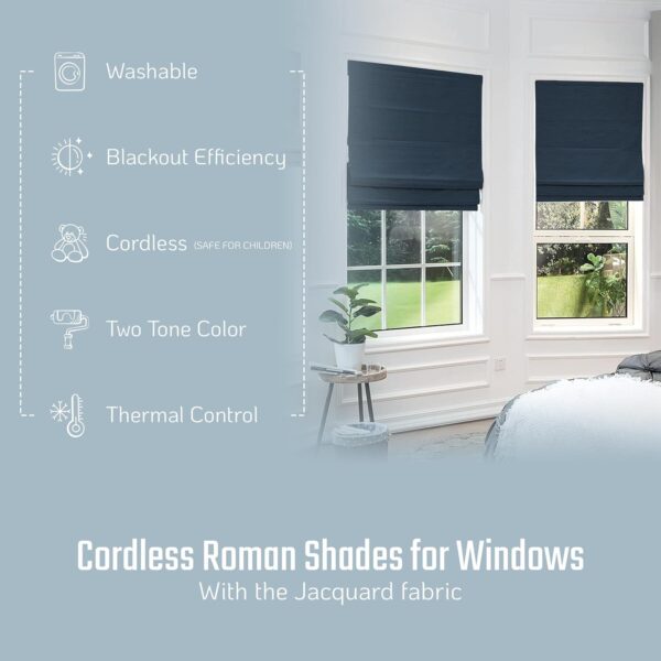 Everyday Celebration Indigo Blue Roman Shades for Stylish Room Darkening Solutions - Image 2