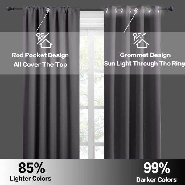 RYB HOME Grey Half Window Curtains for Privacy and Energy Savings - Image 5