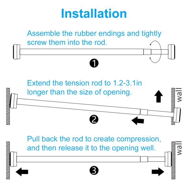 Adjustable TEECK Shower Curtain Rod: Rust-Free, No Drill, Easy to Use - Image 7