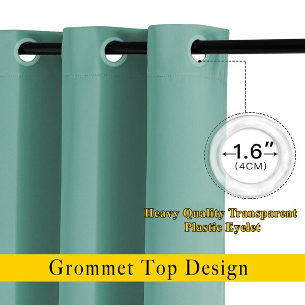 Sea Green Blackout Curtains - Room Darkening Grommet Design for Home Decor - Image 2