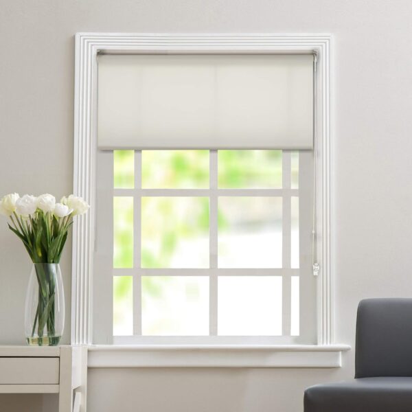 Semi-Blackout Roller Blinds for Windows: Stylish UV Protection in Snow White - Image 2