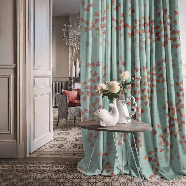 Coral Blue Geometric Print Blackout Curtains for Stylish Door Treatments - Image 4