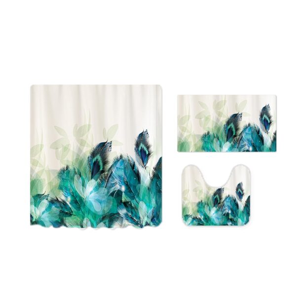 Elegant Emerald Drift Shower Curtain and Bathroom Mat Set for Ultimate Comfort - Image 2