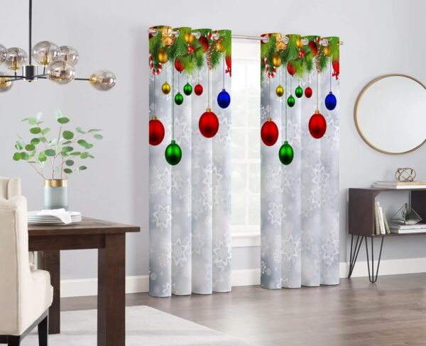 Multicolor Long Crush Window Curtains for Festive Christmas Decor - 7 ft Set - Image 2