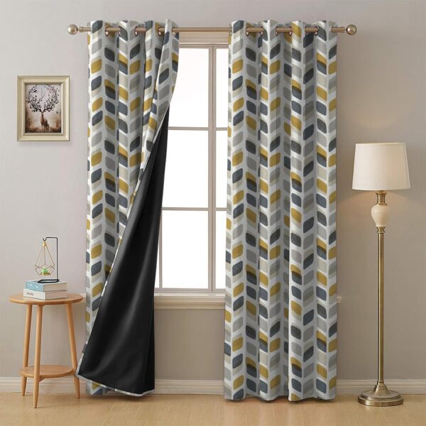 Premium Mustard Blackout Curtains Set of 2 for 7Ft Doors - Image 2