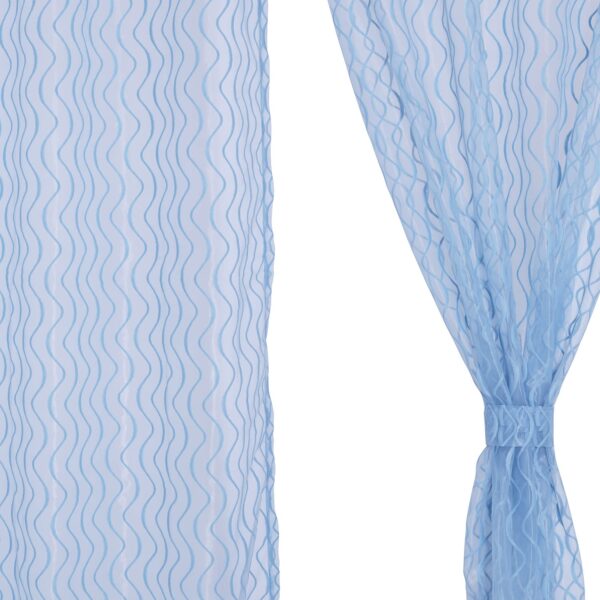 Beautiful Geometric Blue Sheer Curtains for Living Room and Bedroom Decor - Image 3