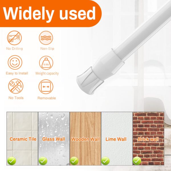 Adjustable 6 Pack Spring Tension Curtain Rods for Home DIY Projects - Image 4