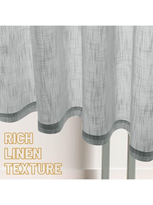 Elegant Grey Faux Linen Sheer Curtains for Stylish Window Drapery - Image 5