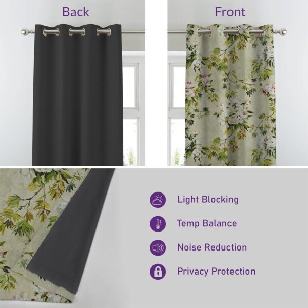 Premium Polyester Blackout Curtains with Floral Design for Light Blocking - Image 3