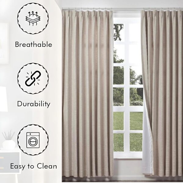 Elegant Sand Beige Pinch Pleat Curtains Set for Stylish Home Decor - Image 6