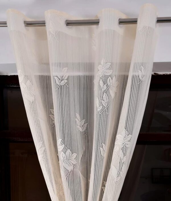 Cream Semi-Sheer Grommet Curtains Set: Elevate Your Windows with Style - Image 3